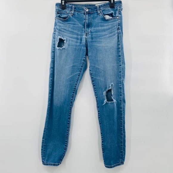 AG Adriano Goldschmied Stevie Distressed Slim Ankle Jean Light Wash Blown Out 30 - Picture 2 of 10
